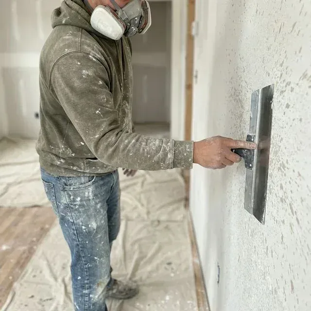 Drywall Installation process close-up