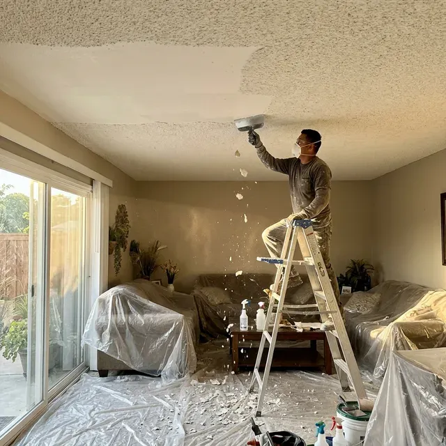 Popcorn Ceiling Removal and Drywall Texturing
